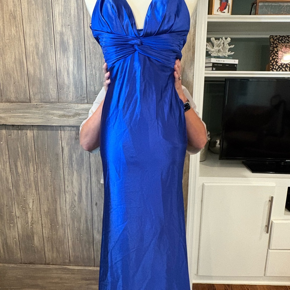 Royal Blue Formal V Neck Gown